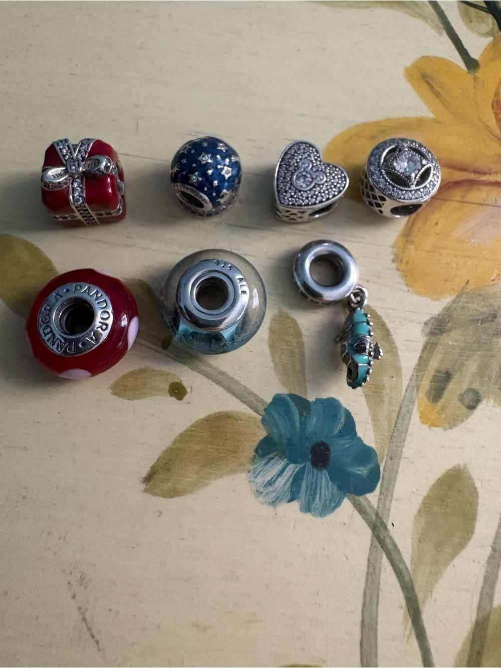 Pandora Sterling Silver & Red Enamel Charm Bead Set - Picture 3 of 6